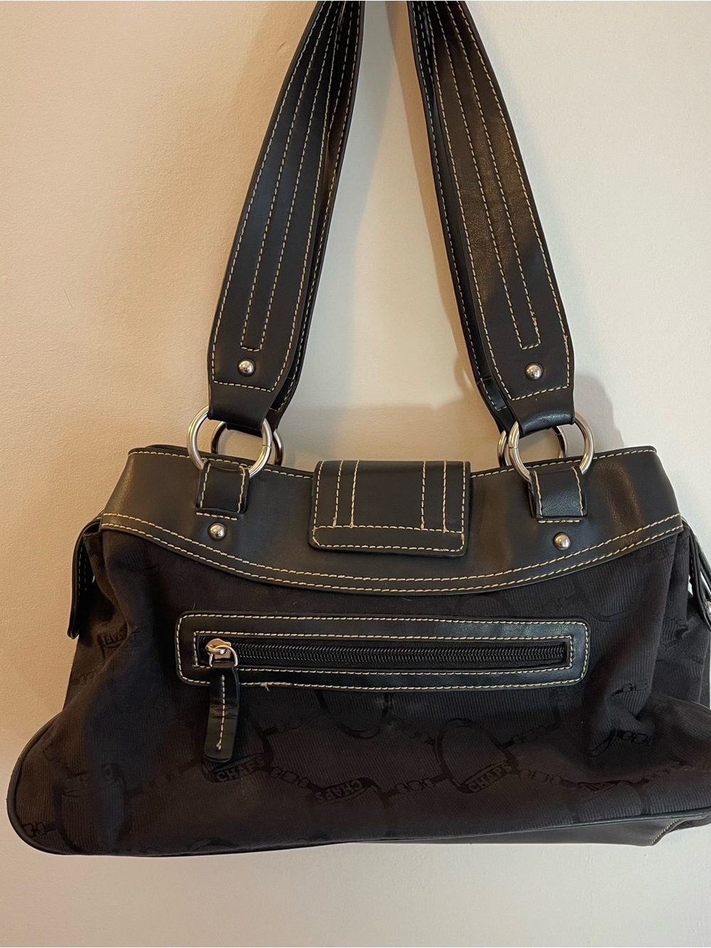 Chaps Black Y2K Baddie Shoulder Bag Purse 2000s 90s Saddle Bit - Picture 5 of 7